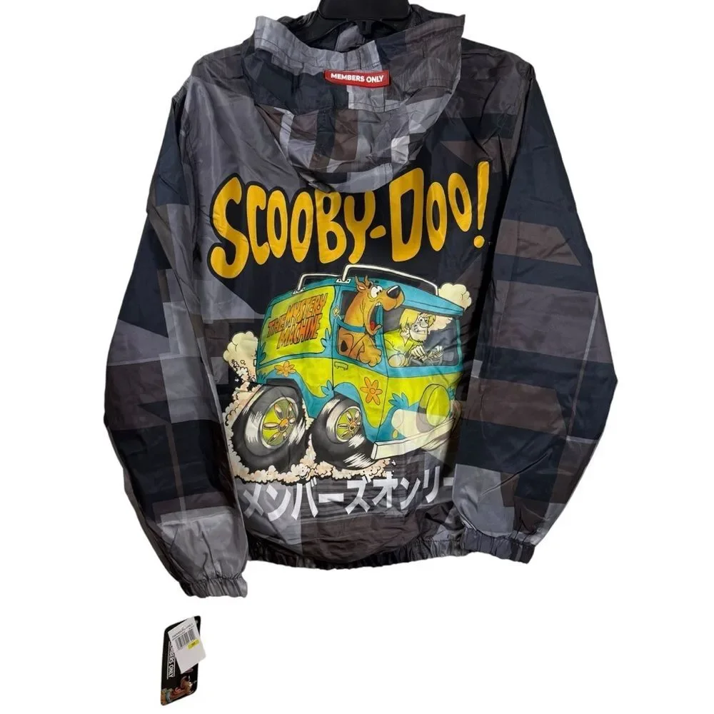 NWT Members Only Scooby Doo Windbreaker Unisex- Black & Gray Size Medium